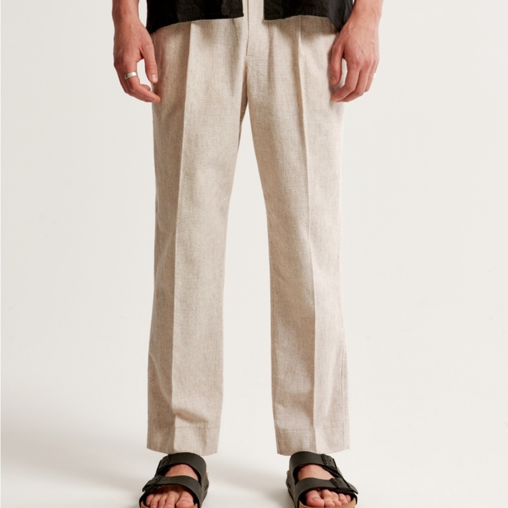 NWT A&F Men’s Loose Linen Pull On Trouser Size Large